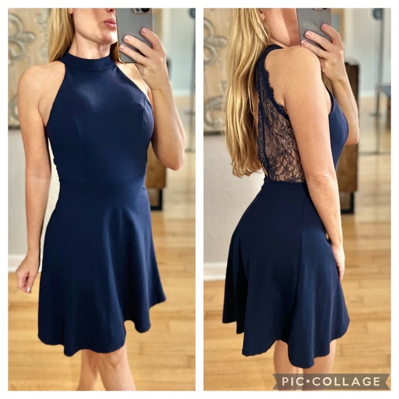 Soprano Dresses & Skirts - Soprano Navy Blue Open Back A-line Dress